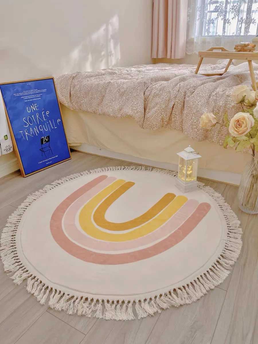 VIKAMA Cartoon Fresh Imitation Cashmere Washed Back Carpet Childrens Room Bedroom Swivel Chair Easy Care Carpet Home Decoration C250913