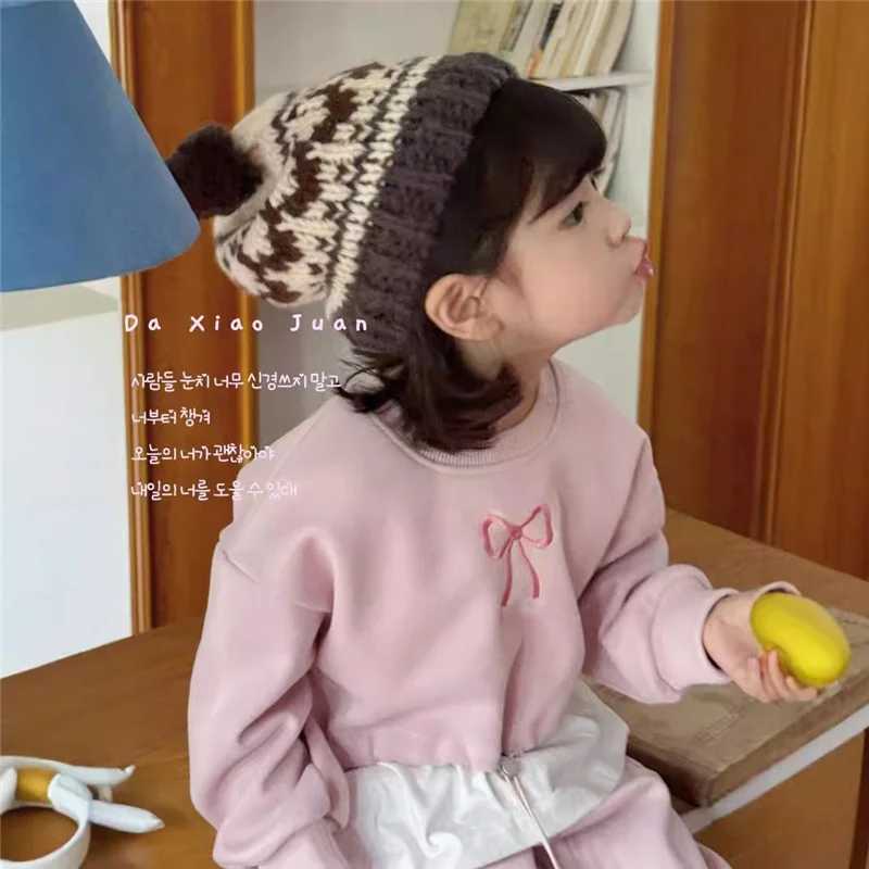 Girls Sweet Sets Children Fashion Long Sleeve Suits Spring Autumn Fashionable Motion Bow PulloverPants 2Pcs Outfits C250913