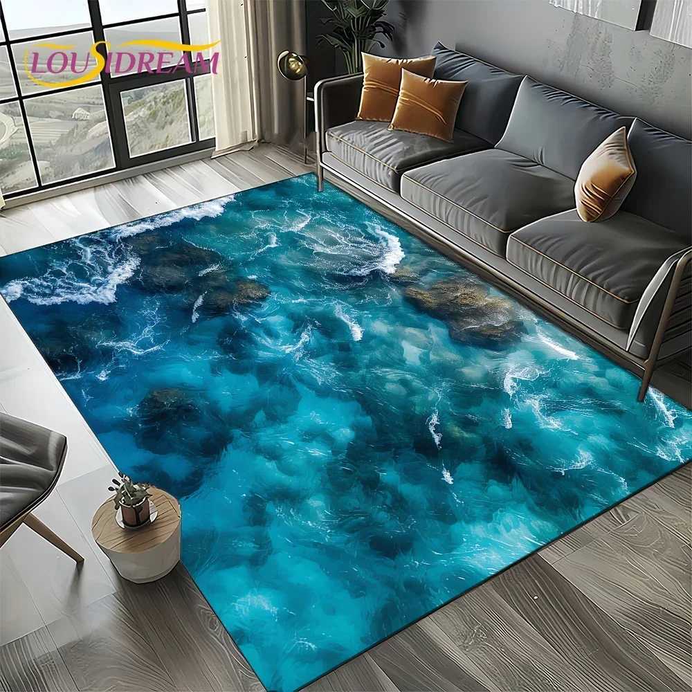 Ocean Beach Reef Nature Design Area Rug NonSlip Carpet for Living Room Bedroom Home Sofa Decor Kids Floor Mat C250913
