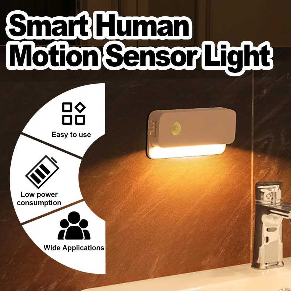 Sensor Led Night Light Magnetic Smart Motion Rechargeable Small Lamp Wireless Cabinet Lights Corridor Energy Saving Home Hallway C251122