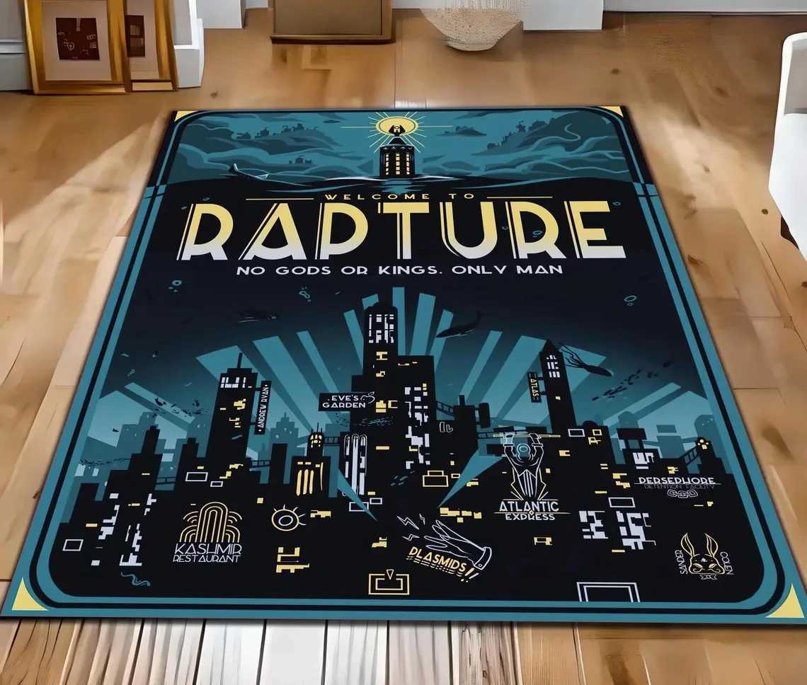 Bioshock Rapture City Carpet Gamer Room Decor Vintage Game Rug Bioshock Rapture City RugGamer Room Decor Vintage Game Rug C250913