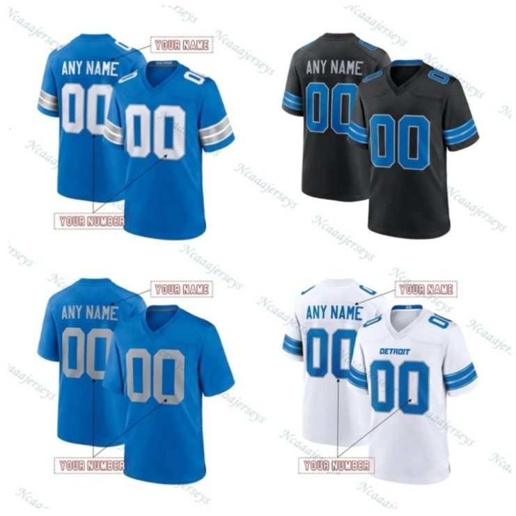 Personalize 0 Gibbs Custom Football Jerseysss 14 Amon-Ra St. Brown Jahmyr Jack Campbell Barry Sanders Jared Goff Okudah Johnson