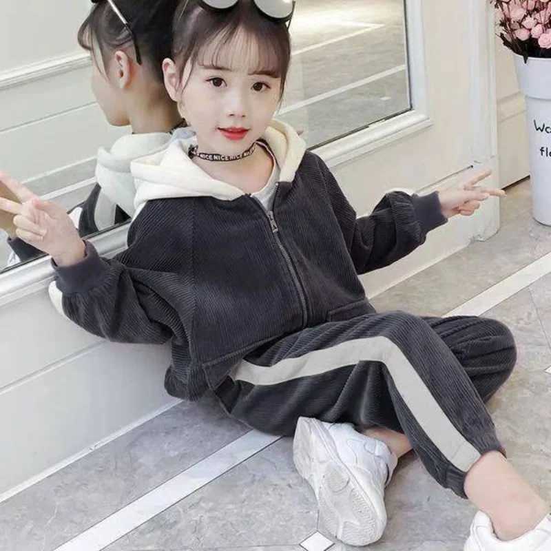 Hoodies Set Corduroy Coat Pants Fleecelined Girls Fashion Clothes 4yrs Girl Long Sleeve Autumn Winter Wear Girls Sets 2025 C250913