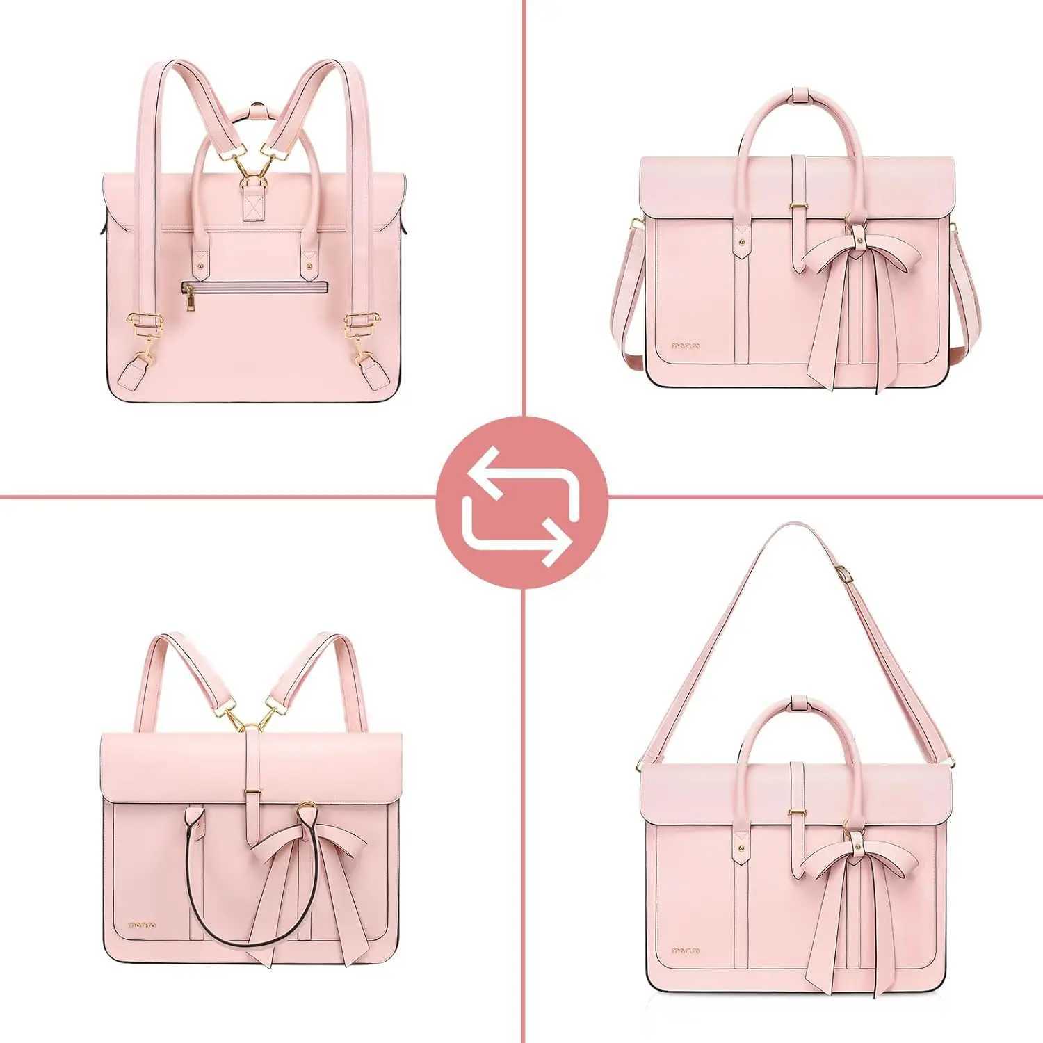 Laptop Bag Briefcase 15 16 inch PU Leather Shoulder Bag Convertible Backpack Womens Messenger Bag Casual Work Travel Handbag W250912