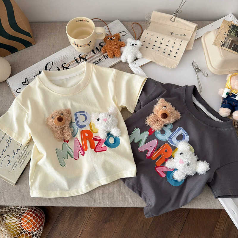Children's Cotton Short Sleeve T-Shirt New Cartoon 3D Cute Doll Kids Summer Fashion Korean Style