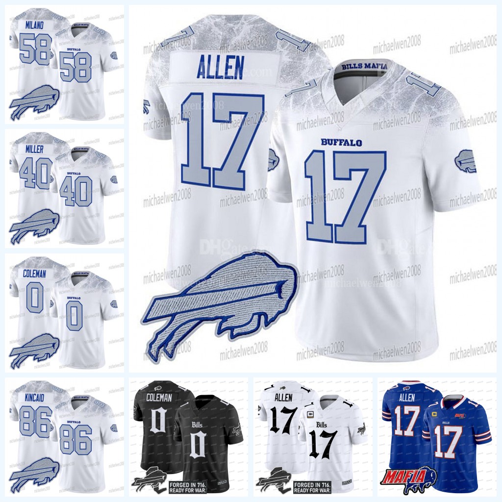17 Josh Allen 2025 Rivalries Gothic Football Bill Jersey Joey Bosa Gabriel Davis Miller James Cook Terrel Bernard Keon Coleman Beasley Milano Dalton Kincaid