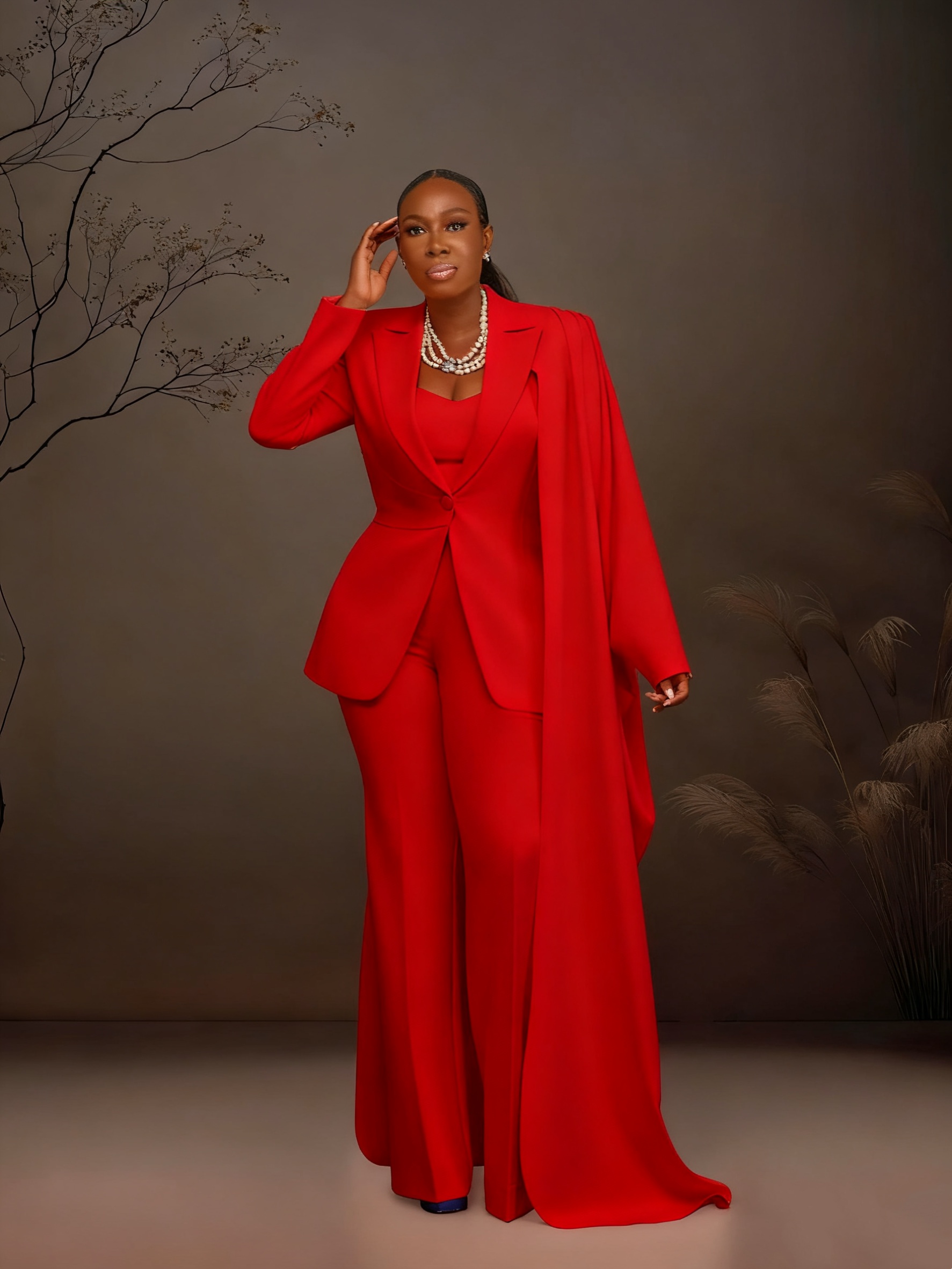 Women Suits Set 2 Pieces Super Long Blazer Wide Leg Pants Custom Made Fashion Office Lady Party Prom Dress With Wraps