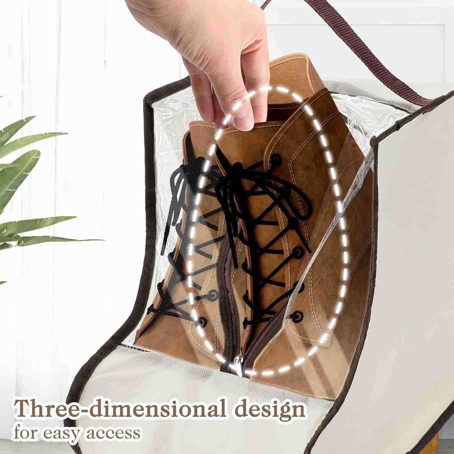 2 Set Boot Storage Bag Portable Boots Protector Bag Dust Proof Travel Shoe Bags with Handle Boots Organizer for Packing Travel and Daily Use ShortW250