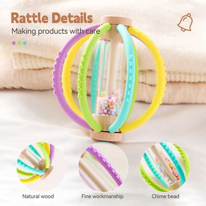 Montessori Baby Rain Stick Rainbow Hourglass Rain Music Rattle Baby Educational Toy Silicone Teether Sensory Toys for Kids Gift C250913