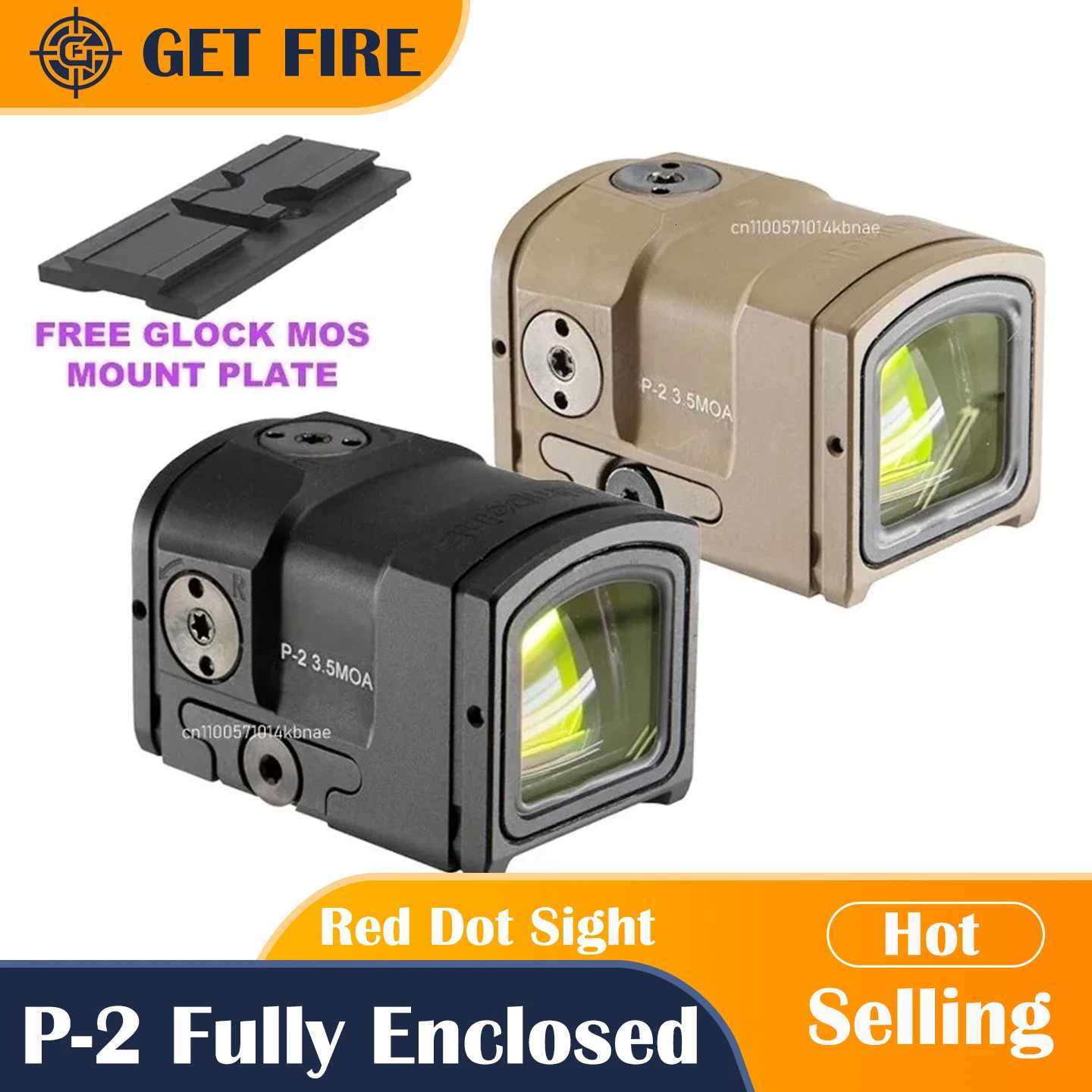 P2 Fully Enclosed Red Dot Sights Glock MOS Sight Pistol Handgun Optic Reflex Holographic Sight Rifle Scope Collimator 20mm RailW250913