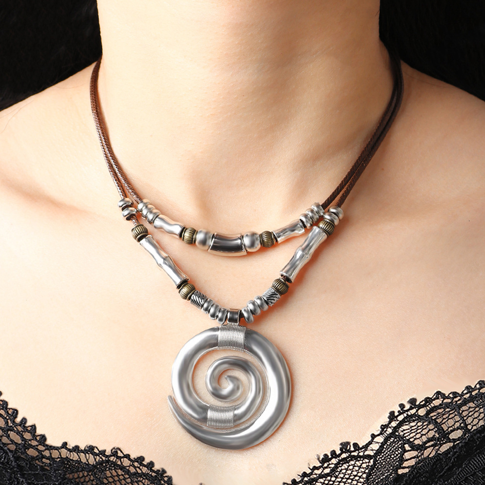 Temu Long Swirl Totem Bohemian Style Beach Women's Necklace Pendant ddmymoon