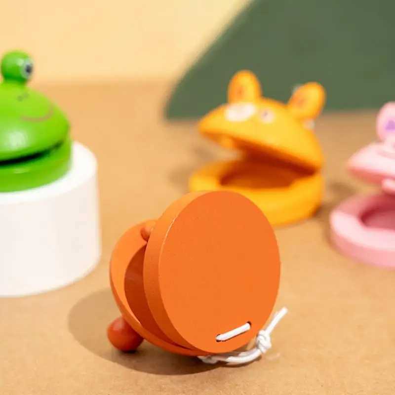 Kids Cartoon Wooden Castanets Music Instruments Baby Clapper Handle Musical Instruments Toys Educational Toys For Children C250913