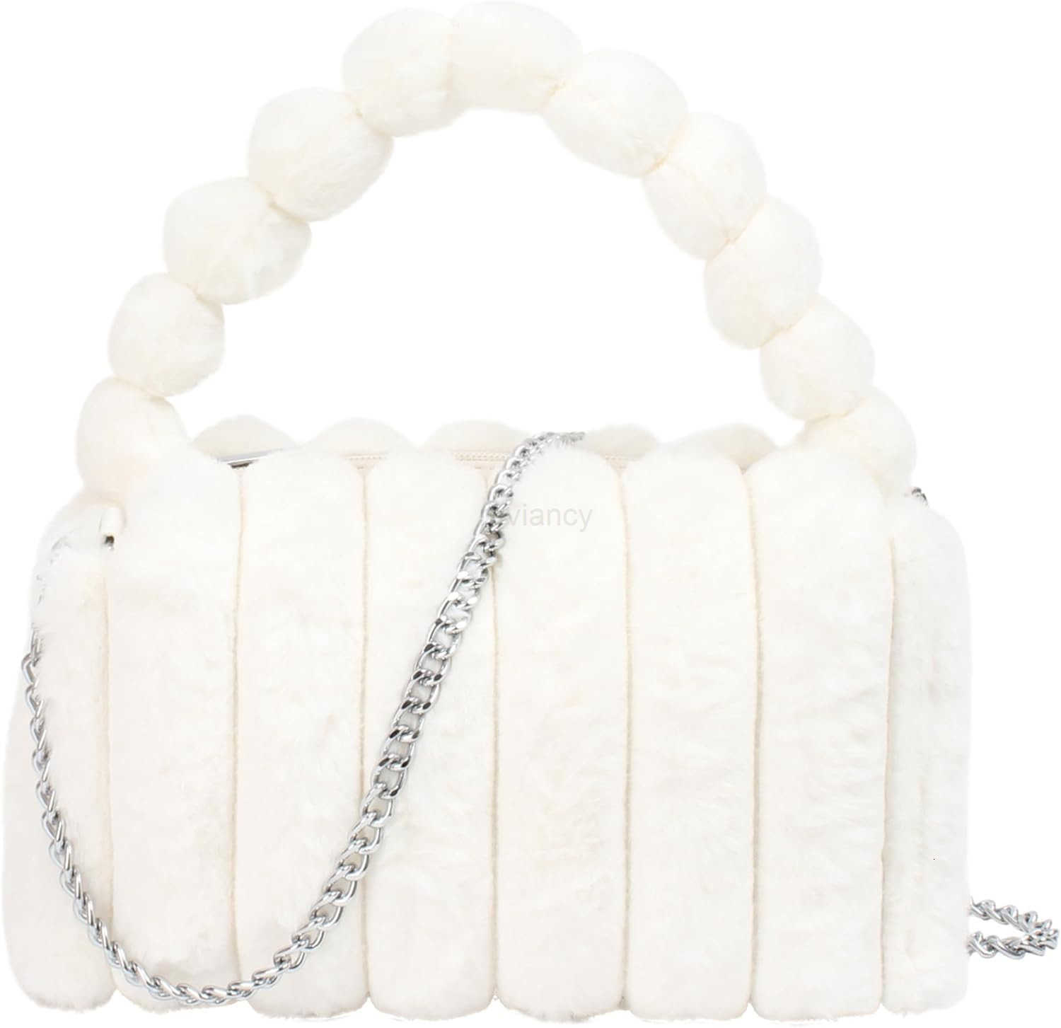 Women Faux Fur Winter Fashion Shoulder Bag Barrel Shape Drawstring Satchel PurseW250913