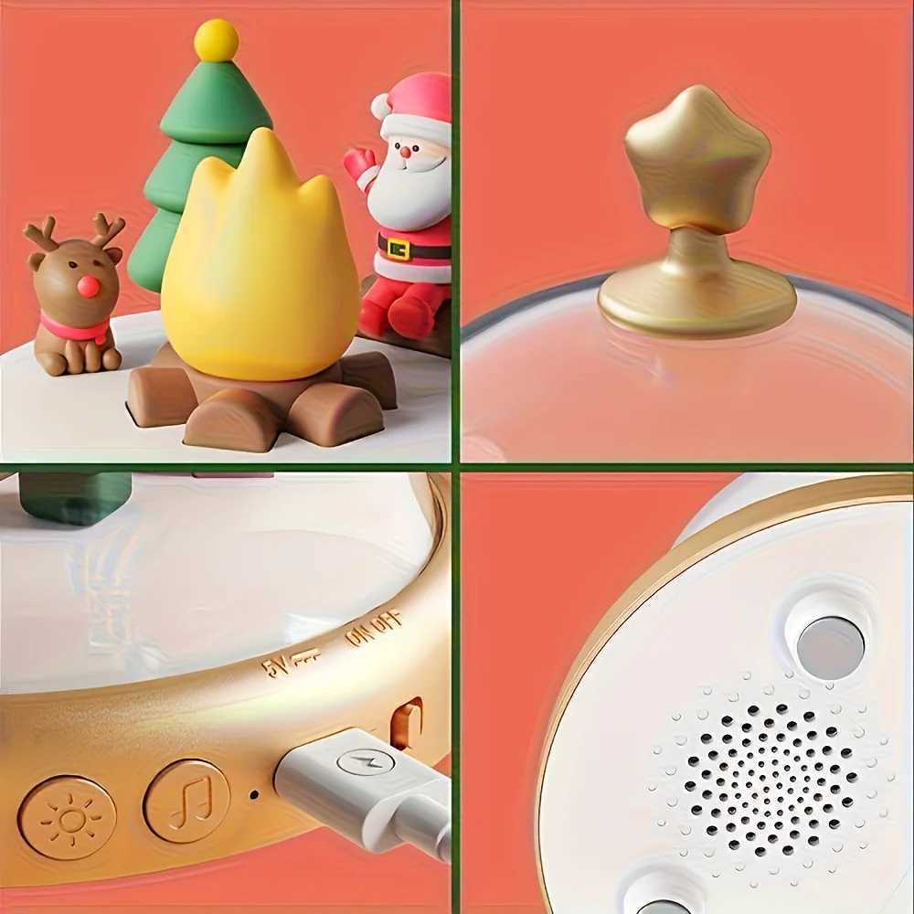Rechargeable Santa Claus Little Flame Music Box with LED Night Light Adjustable Brightness Table Lamp Portable Bedside Lamp C250913