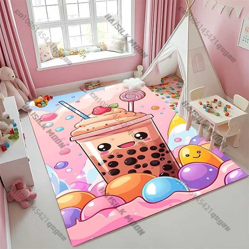 15 Sizes Milk Tea Pattern Carpet Four Seasons Rug for Bedroom Living Room Childrens Room Modern Home Decor Mat Christmas Gift C250913