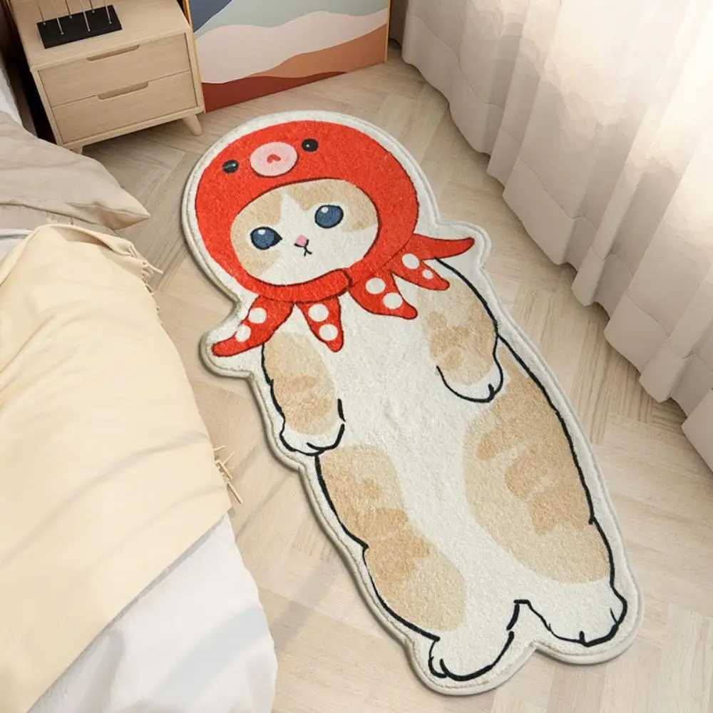Cat Imitation Cashmere Rug Bed Blanket Living Room Bedroom Floor Mat Machine Washable Cute Cartoon Bay Window Mat Household Rug C250913