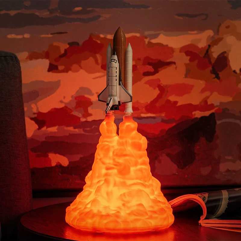 3D Print LED Night Lamp Space Shuttle Rocket Night Light USB Rechargeable Space Desk Lamp For Christmas Birthday Childrens Gift C250913