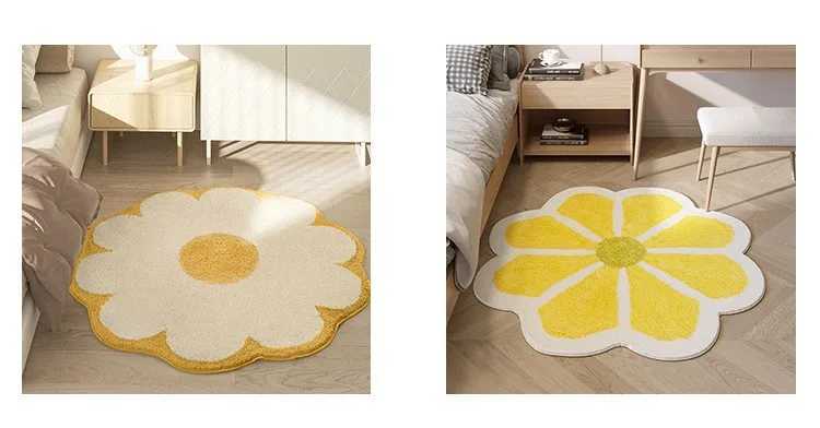 Fresh Round American Home Imitation Cashmere Flower Carpet Living Room Bedroom Bed Front Thick Absorbent Mat C913 H260226