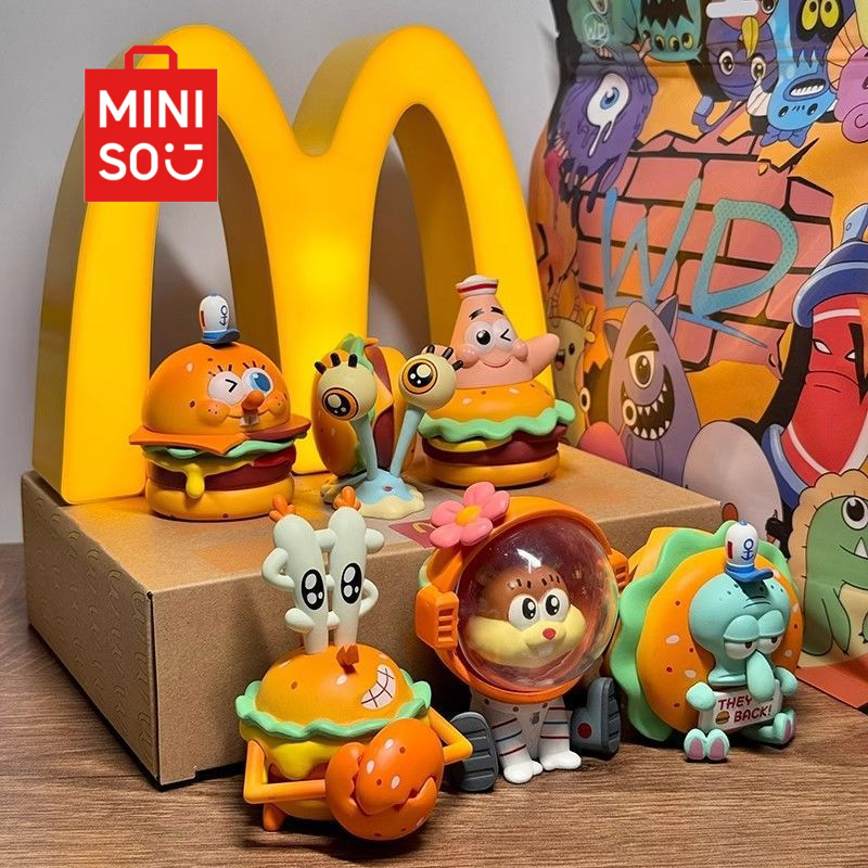 MINISO SpongeBob SquarePants blind box 6 burger series Patrick Star octopus brother figure tide play car Internet celebrity ornament gift