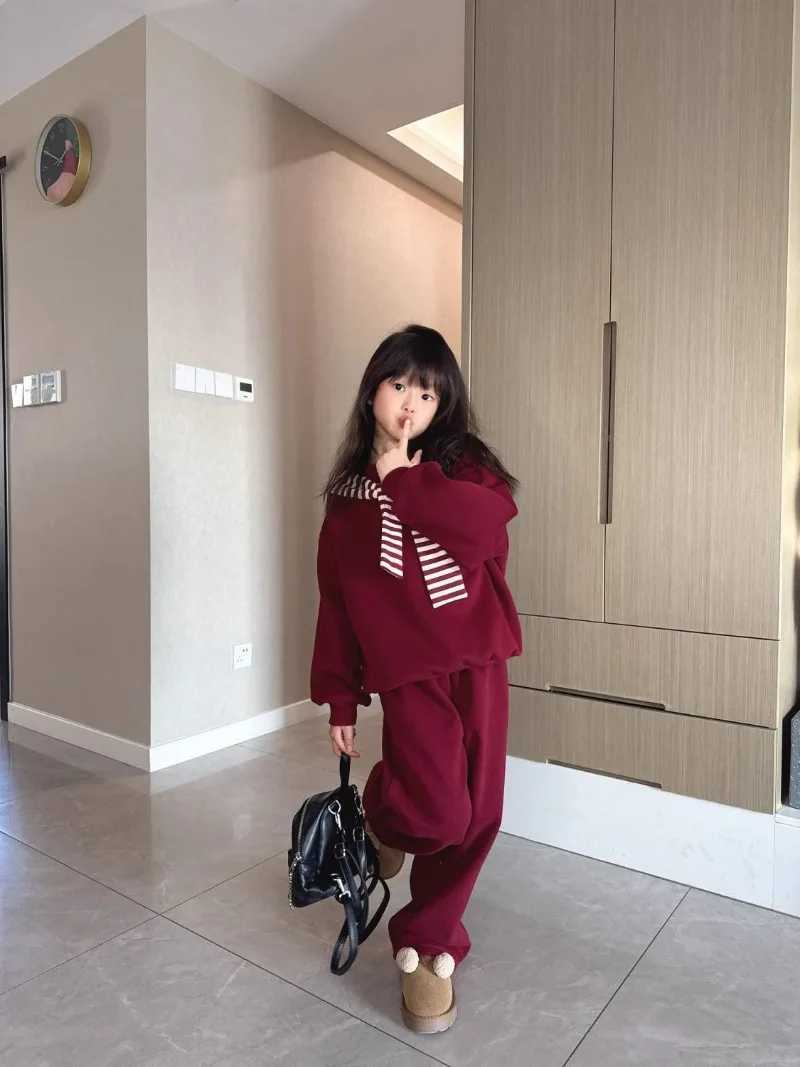 Sweatshirt Set Casual Twopiece Hoodie Shawl Top Pants 2Piece Kids Winter Clothes Autumn Wear 2025 Girl Clothing Girlss Sets C250913