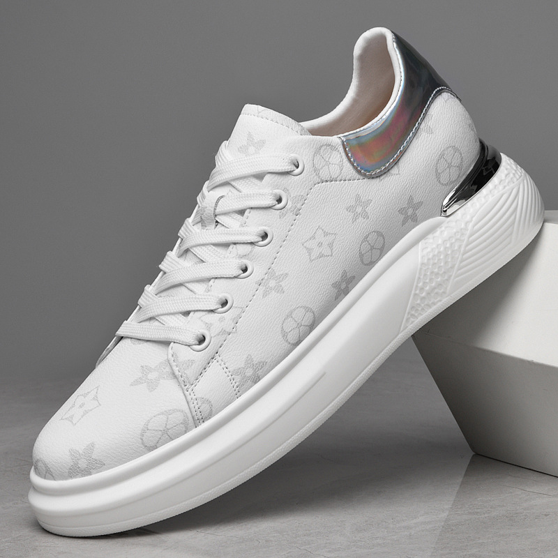 Designer Shoes Men's shoes with thick-soled leather upper, white sneakers, 2025 New Autumn collection, invisible height-increasing shoes, casual 