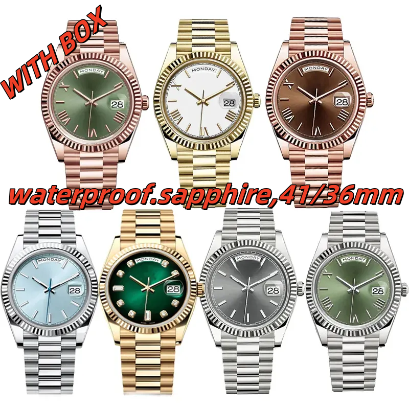 Designer Mens Watches Man Watch Day date Automatic Wristwatch 41mm 2813 Auto Movement Sapphire Glass Stainless Steel Presidential Strap Orologio Di Lusso 36 hd