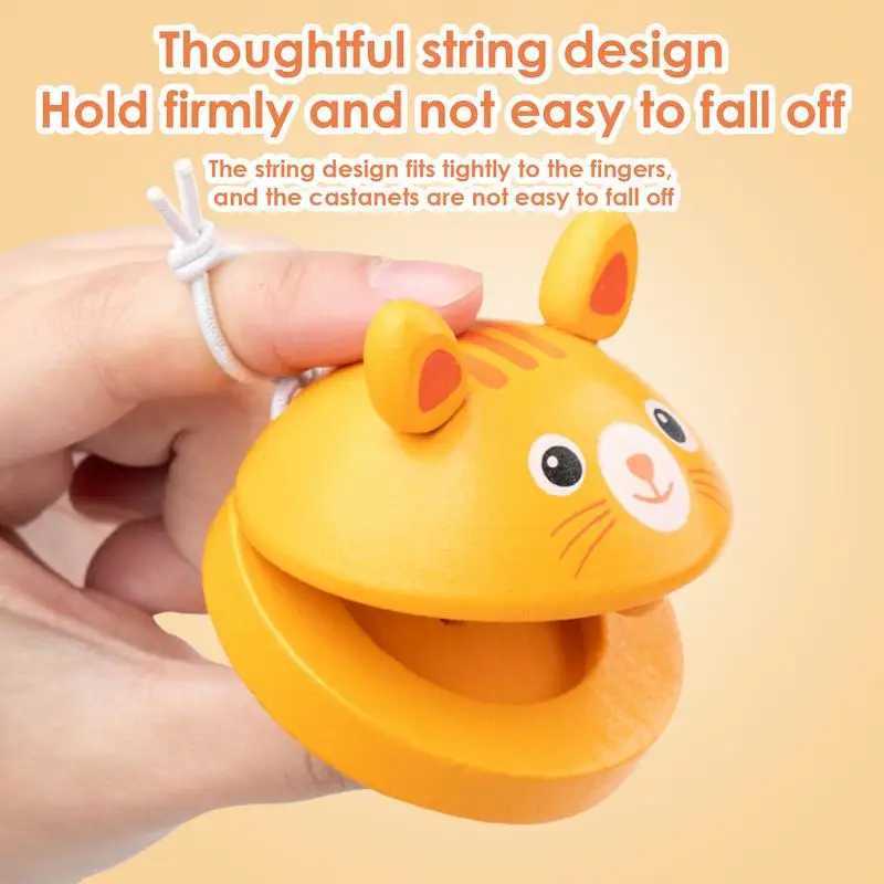 Kids Cartoon Wooden Castanets Music Instruments Baby Clapper Handle Musical Instruments Toys Educational Toys For Children C250913