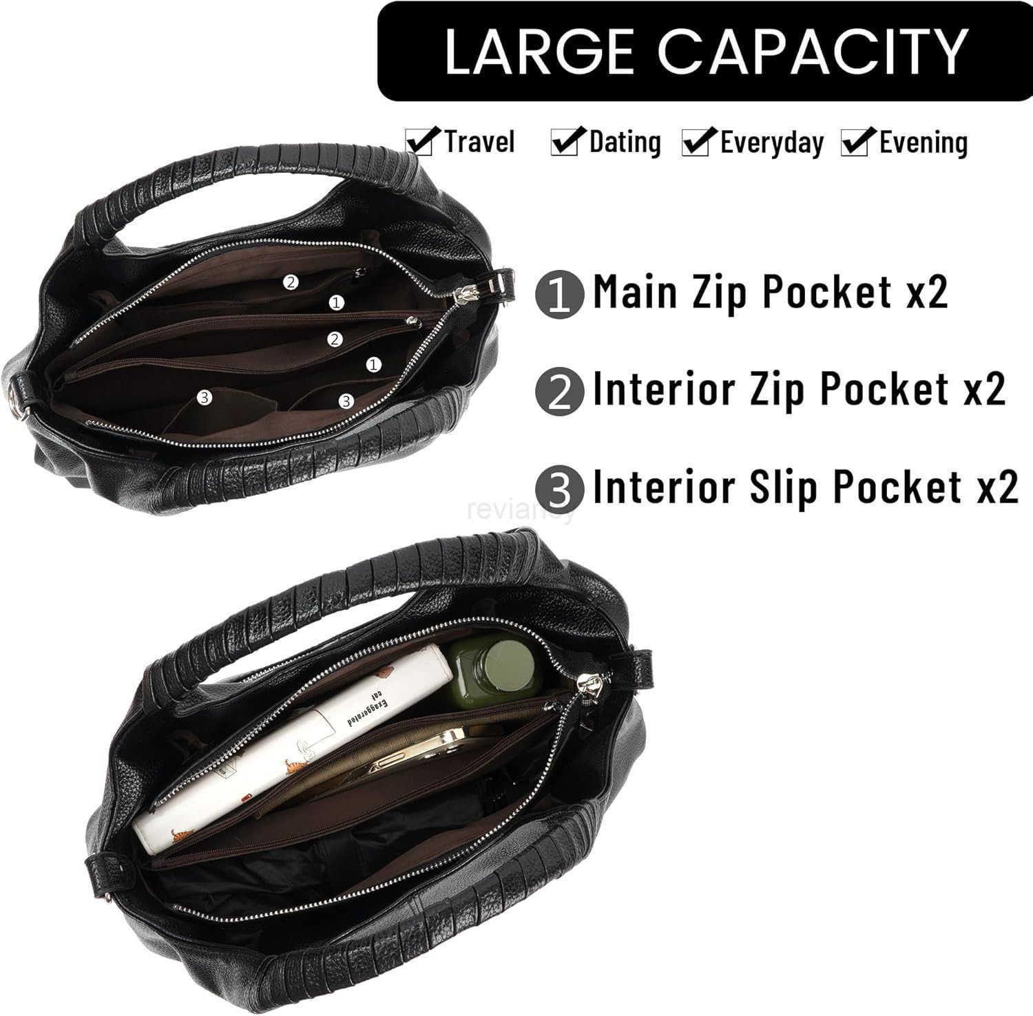 Womens Leather Handbag Purse Top Handle Satchel Bag Designer Clutch Purse Multi Pockets Crossbody Shoulder BagW250913