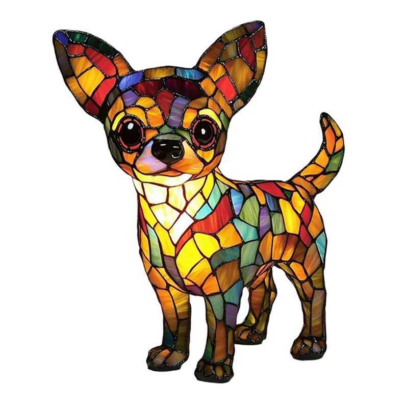 BAARPet Dogs Table LampsTabletop Night Light Chihuahua LampsDog Series Art Night Light In Retro Stained Resin Design C251122