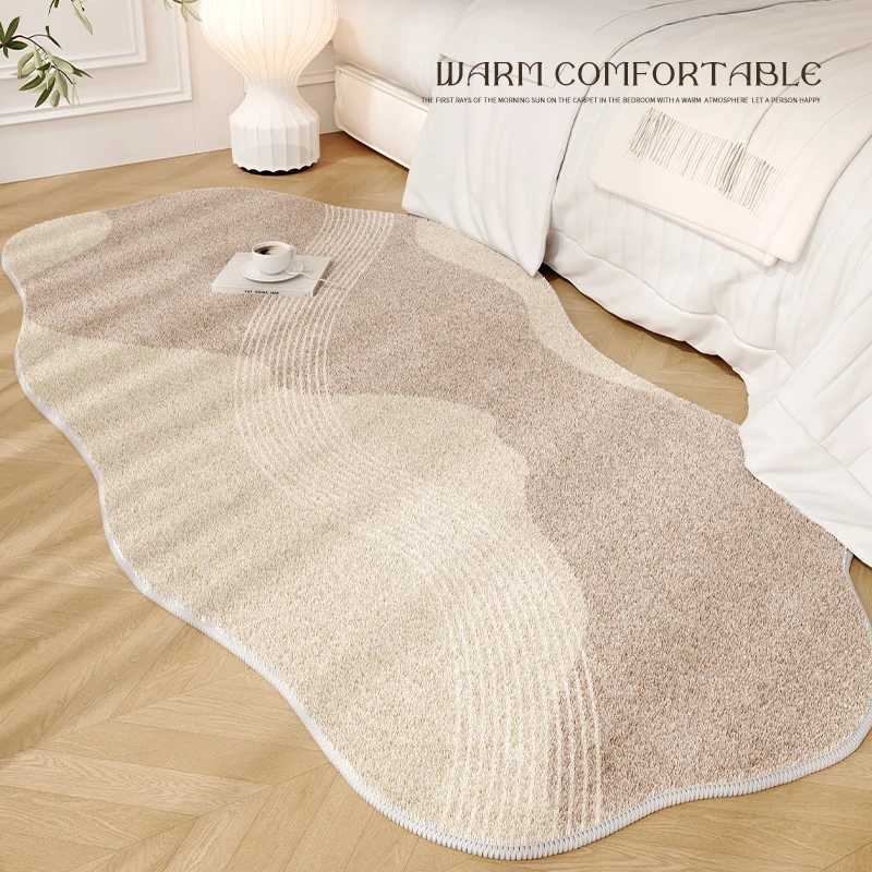 Cream Style Rugs for Bedroom Irregular Shapes Living Room Decoration Carpet Thick Plush Bedside Floor Mat Fluffy Soft Lounge Rug C913 H260226