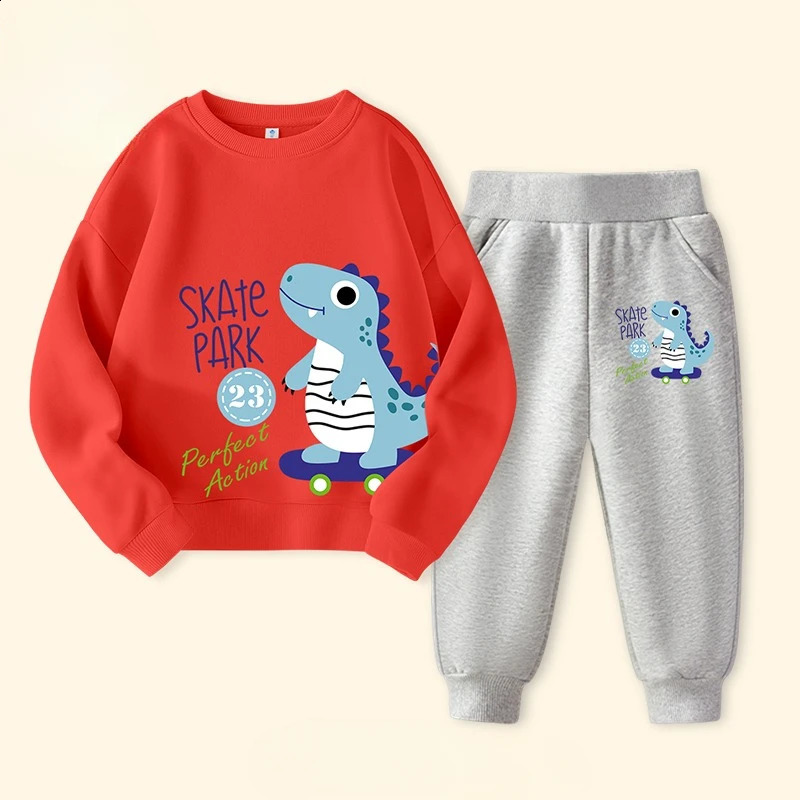 Autumn Children Boy Clothes Set Kid Girls Dinosaur Printed Sweatshirts Pullover Top Pants Bottom 2pcs Outfits Baby Tracksuits 250912