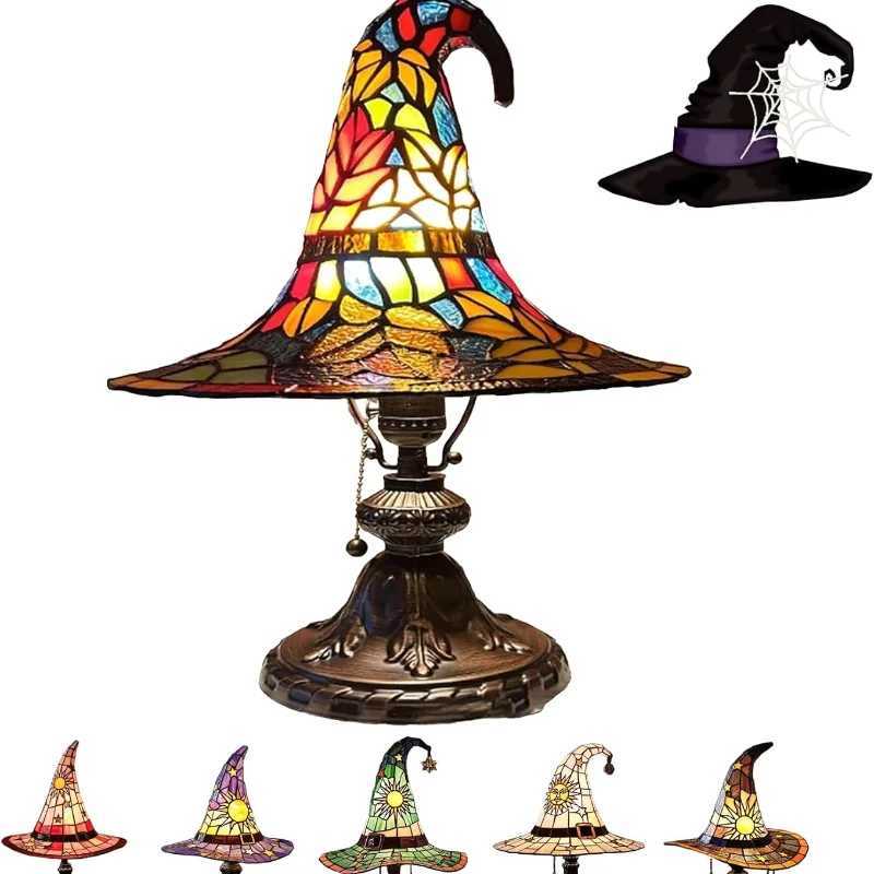 Stained Glass Witch Hat Lamp USB Powered Creative Table Lamp Night Light for Living Room Home Bedroom Decoration Halloween C250913