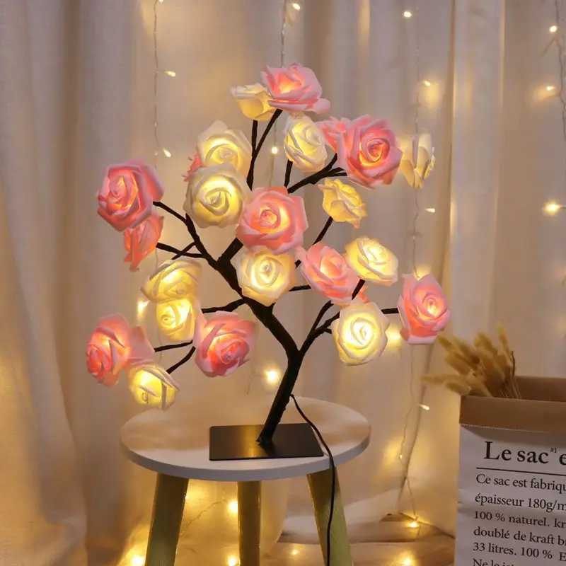 LED Table Lamp Rose Flower Tree USB Night Lights Christmas Decoration Gift for Kids Room Rose Flower Lighting Home Decoration C250913
