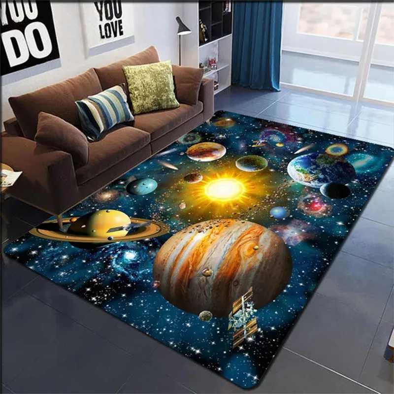Cartoon Planet crystal velvet carpet Bedroom Room Bedroom bed blanket covered with space star living room carpet C250913