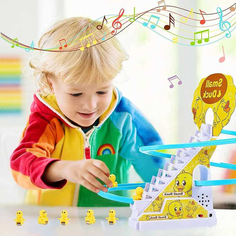 Funny Baby Toys Electric Duck Track Slide Toys Boys Ducks Climb Stairs Toy Baby LED Lights Music Roller Coaster for Kids C250913