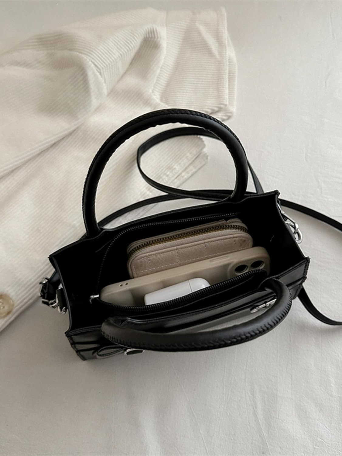 Womens PU Leather Shoulder Handbags Zipper Top Handle Crossbody Bags Elegant Square PursesW250913