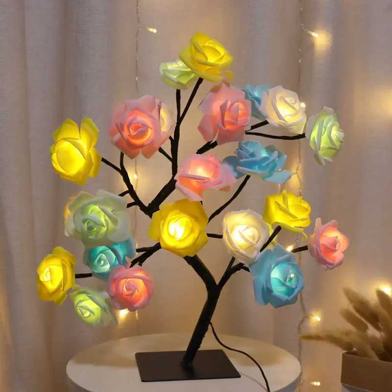 LED Table Lamp Rose Flower Tree USB Night Lights Christmas Decoration Gift for Kids Room Rose Flower Lighting Home Decoration C250913