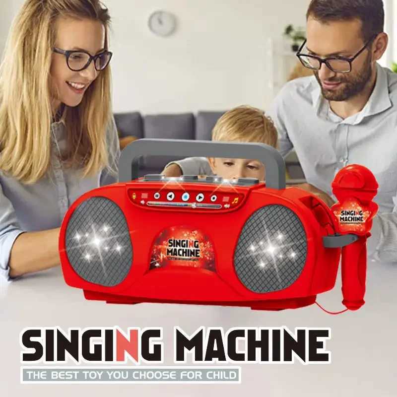 Kids Microphone Karaoke Machine Music Instrument Toys with Light Indoor Outdoor Travel Educational Toy Gift for Girl Boy Child C250913