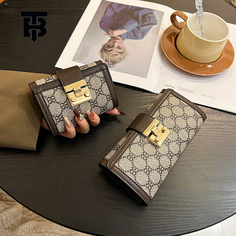 TB BHULAMTE Luxury Designer High End Wallet For Women's New Short Multi Card Slot 70% Discount Stacked Buckle Handheld Luxury Handbag Long Wallet