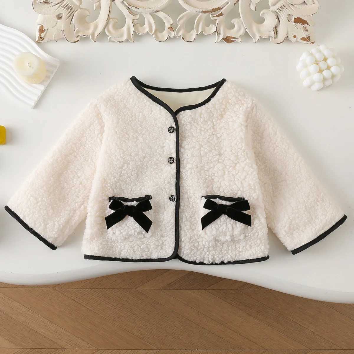 Childrens Clothing Sets Bow Lamb Wool Long Sleeve Fleece Pants 2pcs Sets Toddler Girl Clothes Kids Boutique Clothes C250913