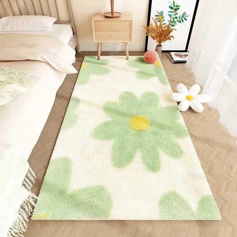 VIKAMA Ins style small fresh carpetbedroom imitation cashmere rectangular bedside carpetdirt resistant thick cream wind carpet C250913