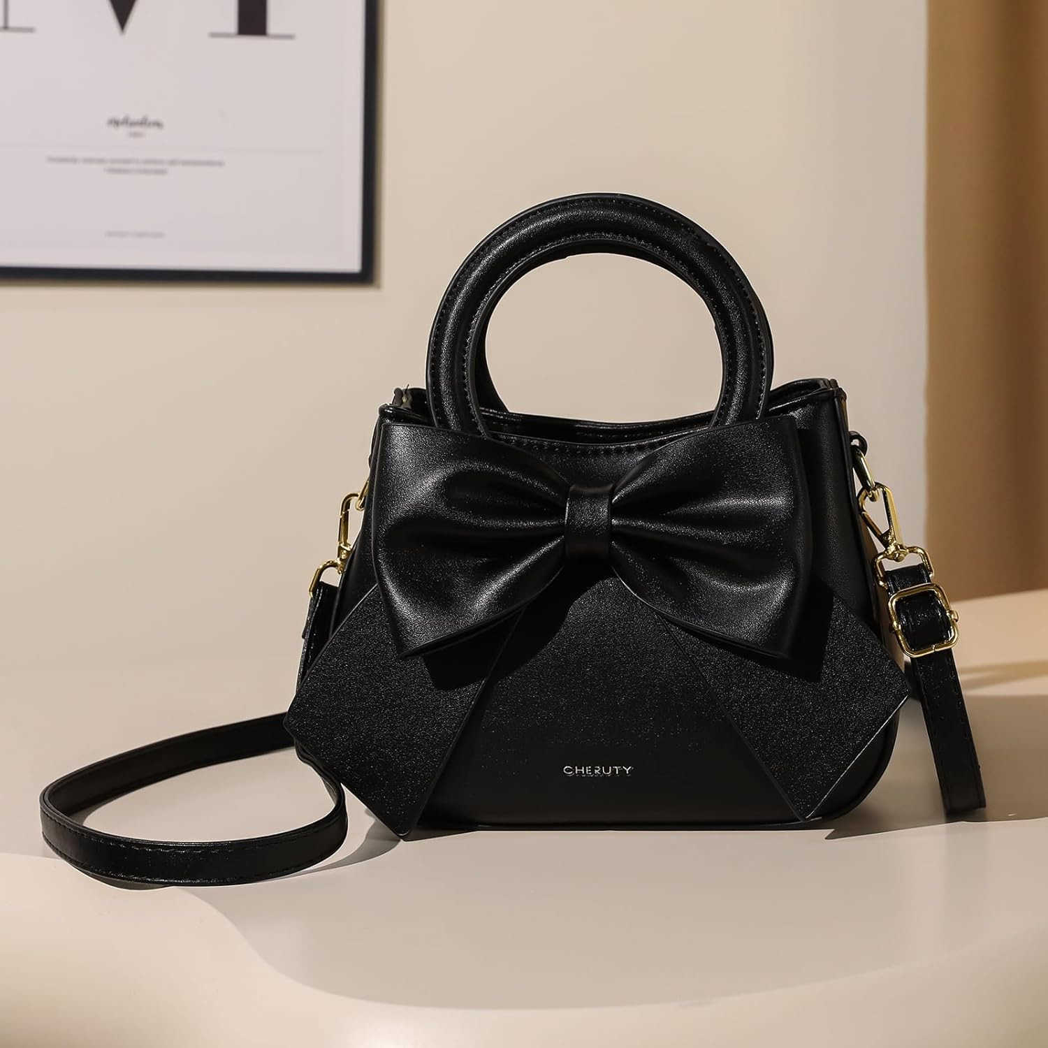 Small Purses for Women Crossbody Bag Vegan Leather Crossbody Purses and Handbags with Top Carry Handle and Cute Bow KnotW250913