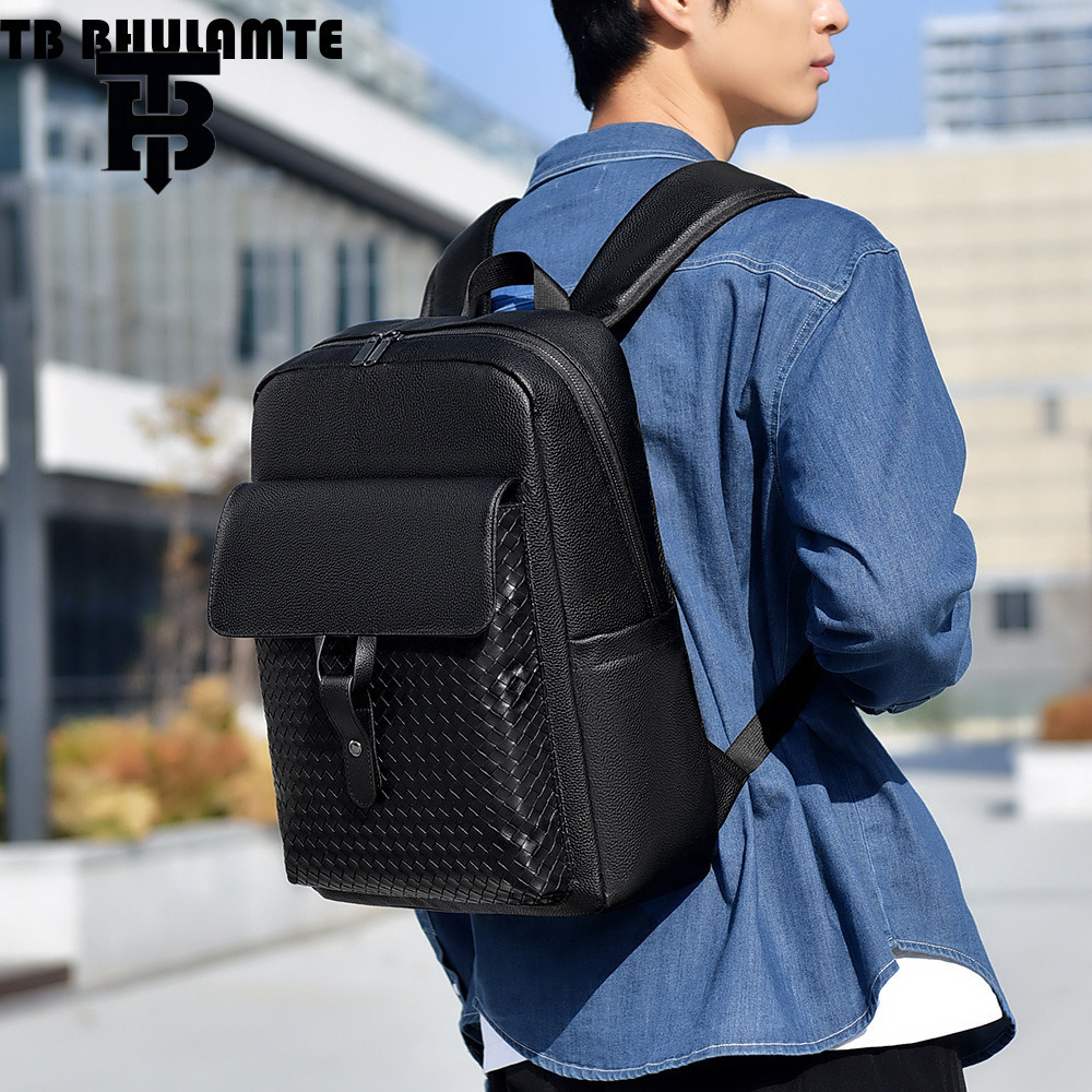 TB BHULAMTE Luxury Designer Knitted Business Travel Sports Luxury Bag Campus Backpack High Value Commuter Handmade Luxury Bag Men's Laptop Backpa
