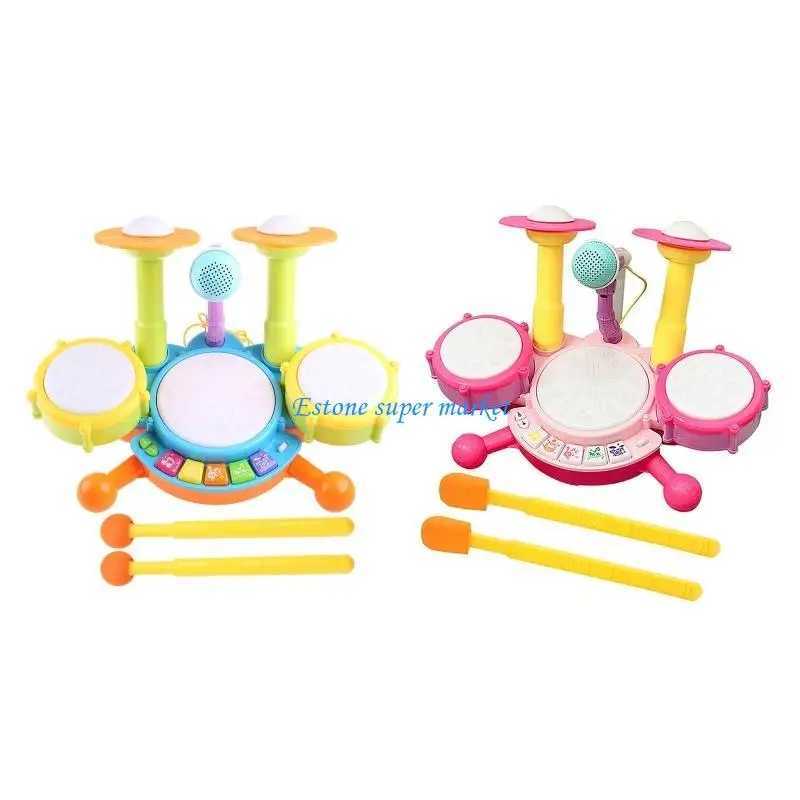 090B Kids Drum Set Musical Instrument Drum Set for Toddlers 13 Educational Toy C250913