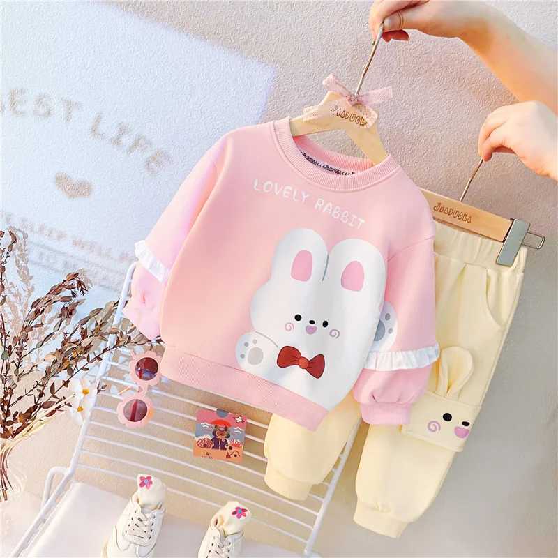 New Spring Autumn Baby Clothes Suit Children Girls Fashion Cartoon TShirt Pants 2PcsSet Toddler Sports Costume Kids Tracksuits C250913