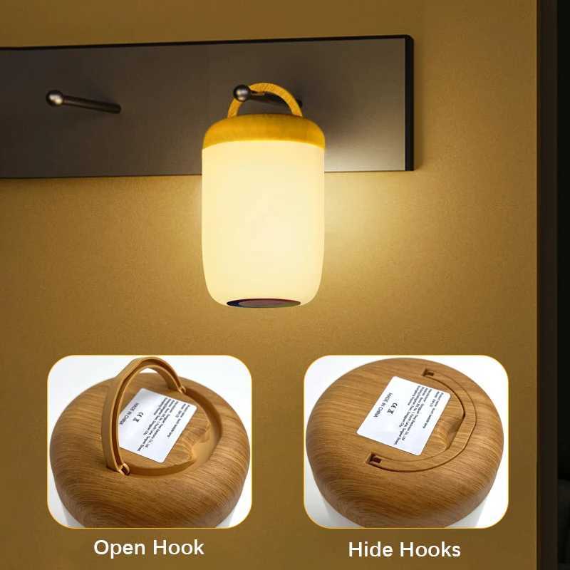 LED Touch Lamp with Dimmable RGB ColourWood Grain Table Lamp Timing FunctionUSB Rechargeable Night Lightfor Bedroom Kids Deco C250913