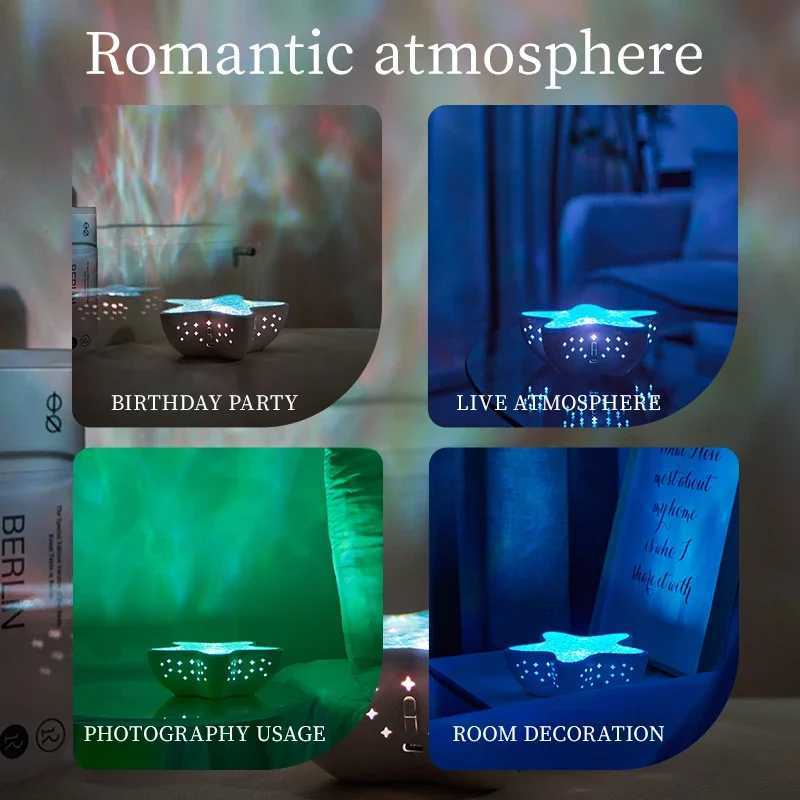 Starfish D Night Light Rechargeab Tab Lamp Northern Ocean Wave jector Lights Romantic For Bedroom Desk Festival Decor W250913