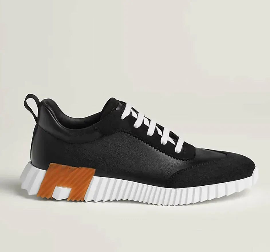 Brand h designer trainers Bouncing sneakers for Men Casual shoes Leather And Mesh Lace Up Sports Runner trainer Shoes Rubber Sole Man Low Top Street