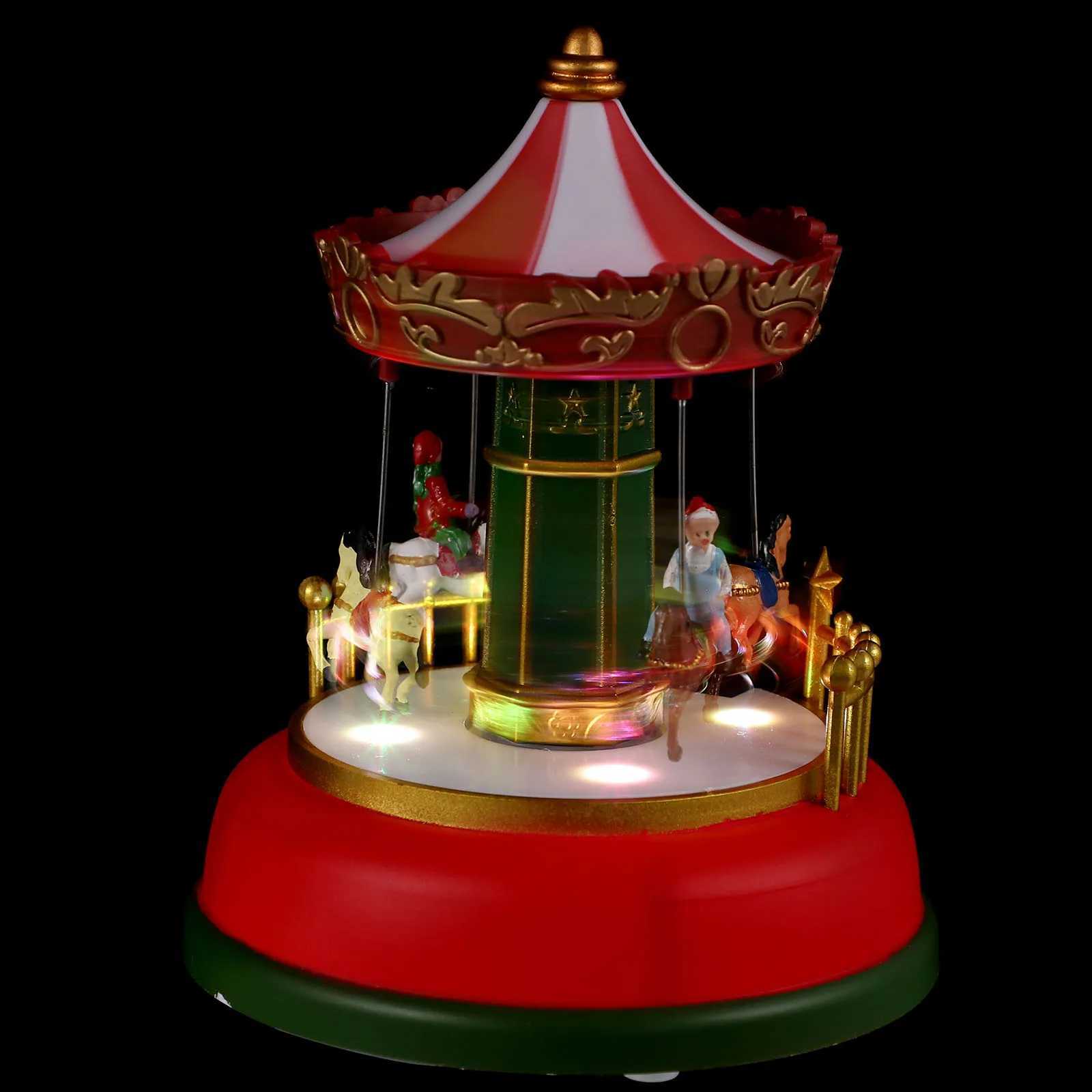 Glowing Music Carousel Merrygoround Ornament Boxes Christmas Musical Decorations Ornaments Plastic Child C250913