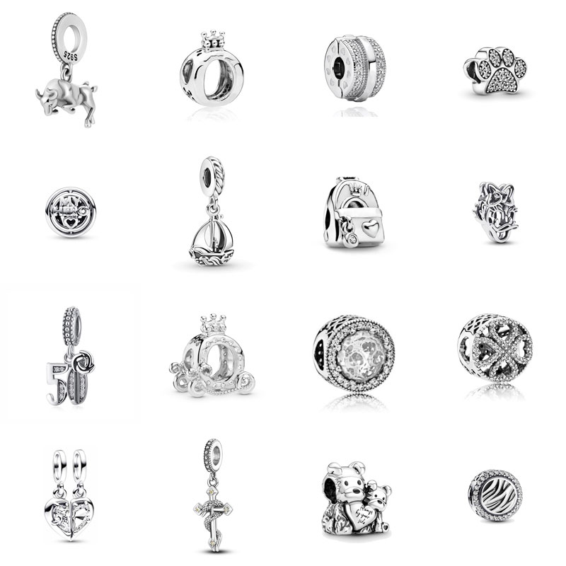 S925 sterling silver bullfighting sailboat digital love pendant, puppy clover zircon backpack, cat paw beads, original bracelet jewelry free delivery Halloween gift